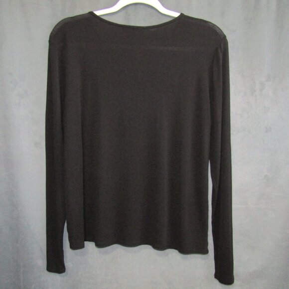 Eileen Fisher Black Silk Top Womens L Long Sleeve Washable Soft Blouse Capsule - Picture 4 of 7